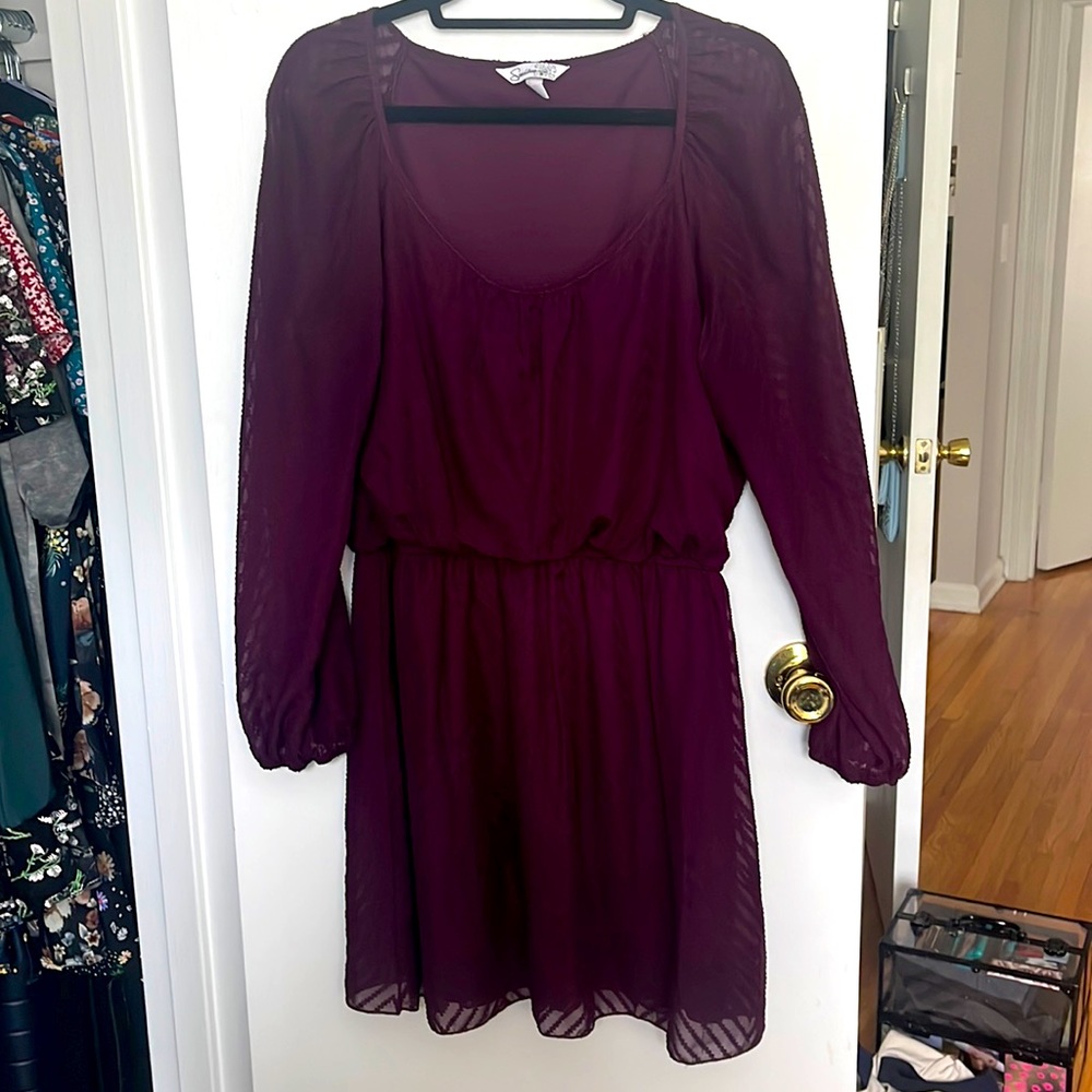 Long sleeve fit and flare shirt dress